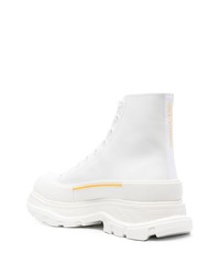 Baskets montantes en cuir imprimées blanches Alexander McQueen