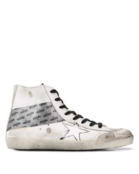 Baskets montantes en cuir imprimées blanches Golden Goose