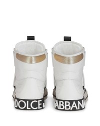 Baskets montantes en cuir imprimées blanches Dolce & Gabbana