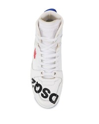 Baskets montantes en cuir imprimées blanches DSQUARED2