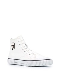 Baskets montantes en cuir imprimées blanches Karl Lagerfeld