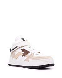 Baskets montantes en cuir imprimées blanches DSQUARED2