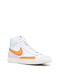 Baskets montantes en cuir imprimées blanches Nike