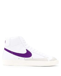 Baskets montantes en cuir imprimées blanches Nike