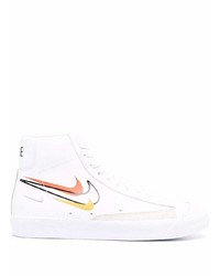 Baskets montantes en cuir imprimées blanches Nike