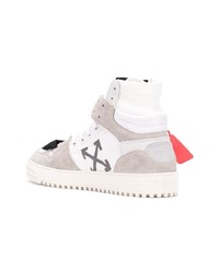 Baskets montantes en cuir imprimées blanches Off-White