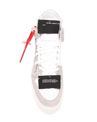 Baskets montantes en cuir imprimées blanches Off-White