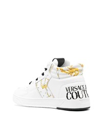 Baskets montantes en cuir imprimées blanches VERSACE JEANS COUTURE