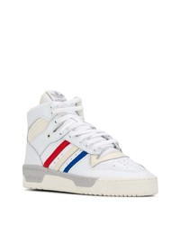 Baskets montantes en cuir imprimées blanches adidas