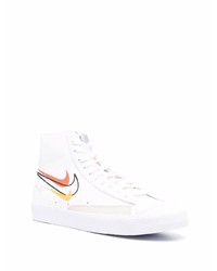 Baskets montantes en cuir imprimées blanches Nike