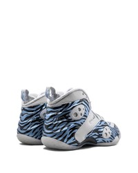 Baskets montantes en cuir imprimées bleu clair Nike