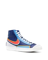 Baskets montantes en cuir imprimées bleu marine Nike