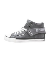 Baskets montantes en cuir imprimées gris foncé British Knights