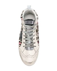 Baskets montantes en cuir imprimées léopard blanches Golden Goose Deluxe Brand