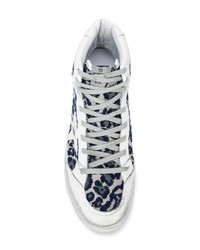 Baskets montantes en cuir imprimées léopard bleu marine Golden Goose Deluxe Brand