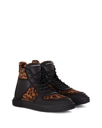 Baskets montantes en cuir imprimées noires Giuseppe Zanotti