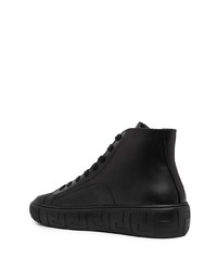 Baskets montantes en cuir imprimées noires Versace