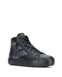 Baskets montantes en cuir imprimées noires Ea7 Emporio Armani