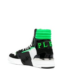 Baskets montantes en cuir imprimées noires Philipp Plein