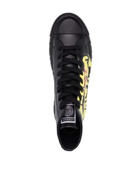 Baskets montantes en cuir imprimées noires Versace