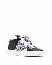 Baskets montantes en cuir imprimées noires Hide&Jack