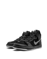 Baskets montantes en cuir imprimées noires Nike