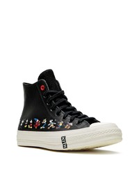 Baskets montantes en cuir imprimées noires Converse