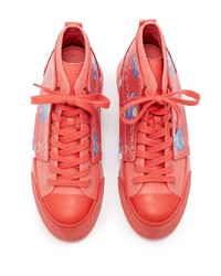 Baskets montantes en cuir imprimées rouges JW Anderson