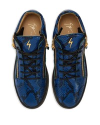 Baskets montantes en cuir imprimées serpent bleues Giuseppe Zanotti