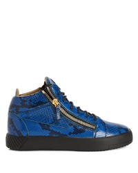 Baskets montantes en cuir imprimées serpent bleues Giuseppe Zanotti