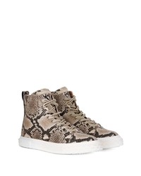 Baskets montantes en cuir imprimées serpent marron clair Giuseppe Zanotti