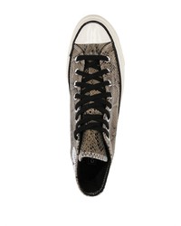 Baskets montantes en cuir imprimées serpent marron Converse