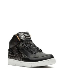 Baskets montantes en cuir imprimées serpent noires Nike