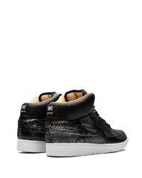 Baskets montantes en cuir imprimées serpent noires Nike