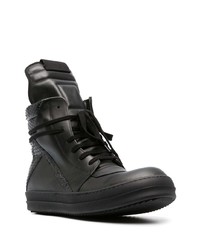 Baskets montantes en cuir imprimées serpent noires Rick Owens