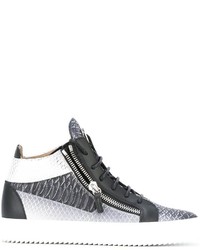 Baskets montantes en cuir imprimées serpent noires Giuseppe Zanotti Design