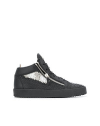 Baskets montantes en cuir imprimées serpent noires Giuseppe Zanotti Design