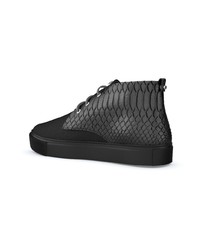 Baskets montantes en cuir imprimées serpent noires Swear