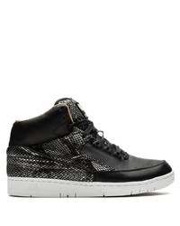 Baskets montantes en cuir imprimées serpent noires Nike