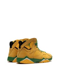 Baskets montantes en cuir jaunes Jordan