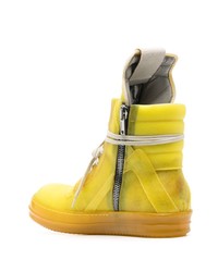 Baskets montantes en cuir jaunes Rick Owens