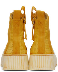 Baskets montantes en cuir jaunes Boris Bidjan Saberi