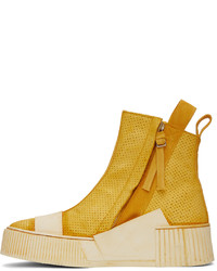 Baskets montantes en cuir jaunes Boris Bidjan Saberi