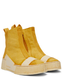 Baskets montantes en cuir jaunes Boris Bidjan Saberi