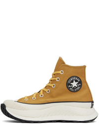 Baskets montantes en cuir jaunes Converse