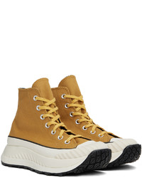 Baskets montantes en cuir jaunes Converse