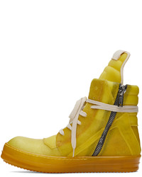 Baskets montantes en cuir jaunes Rick Owens