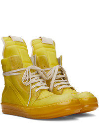 Baskets montantes en cuir jaunes Rick Owens