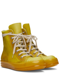 Baskets montantes en cuir jaunes Rick Owens