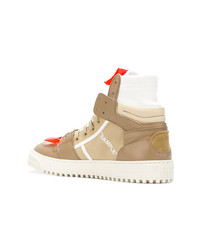 Baskets montantes en cuir marron clair Off-White